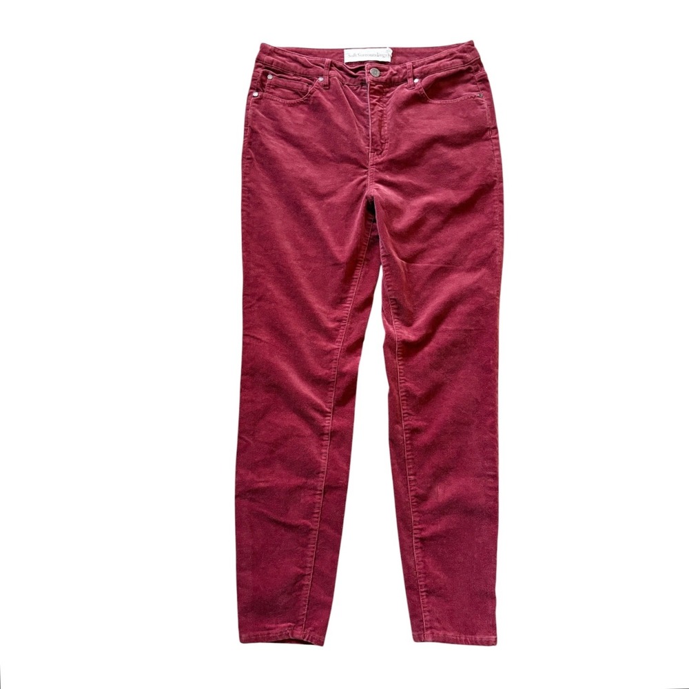 Soft Surroundings Burgundy Red Corduroy Slim Leg Pants Size 8 Fall Casual